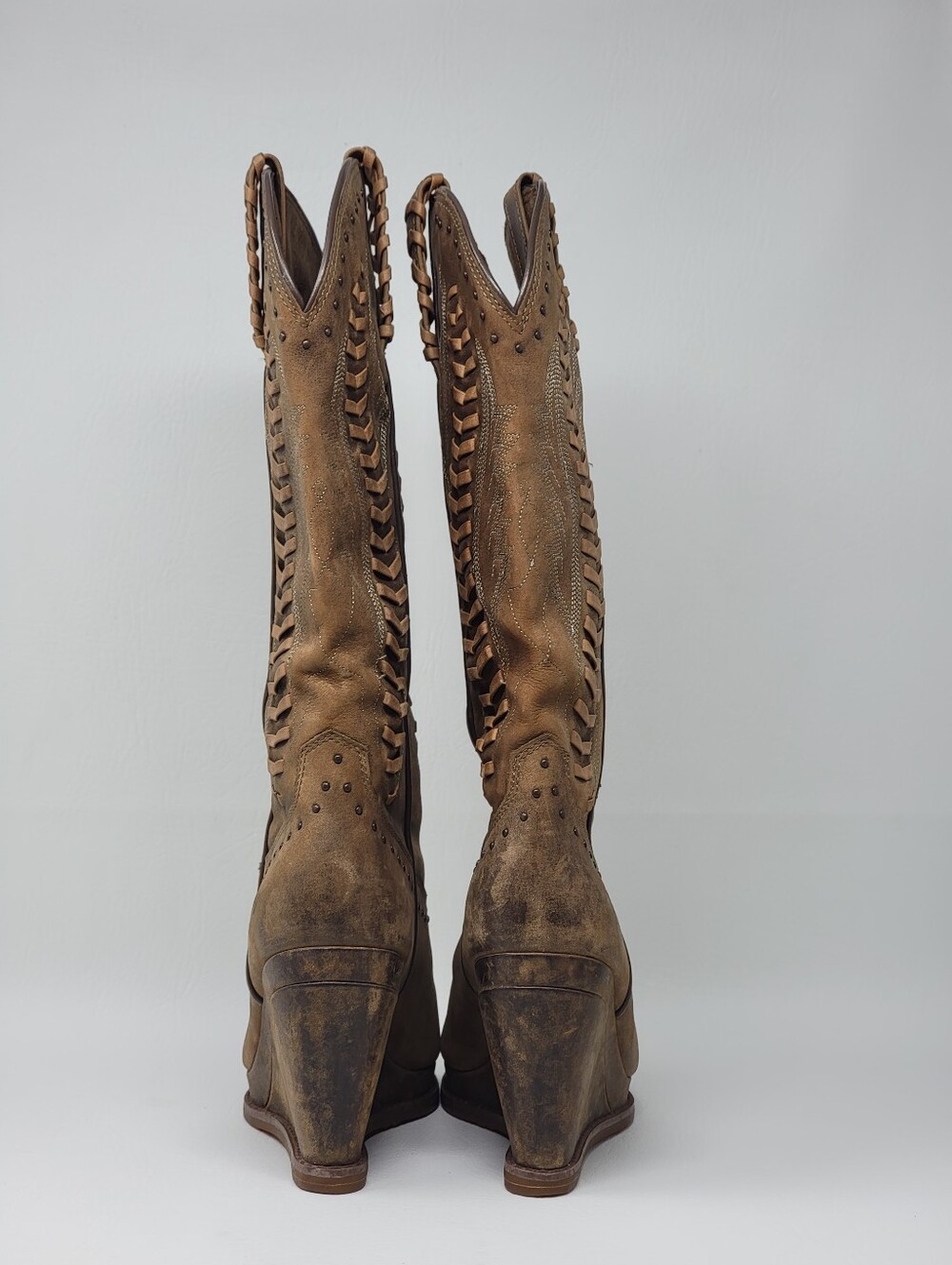 Ariat Nashville western Wedge Women Brown Leather Cowboy Boots Size 8B Pre-owned - Picture 5 of 11